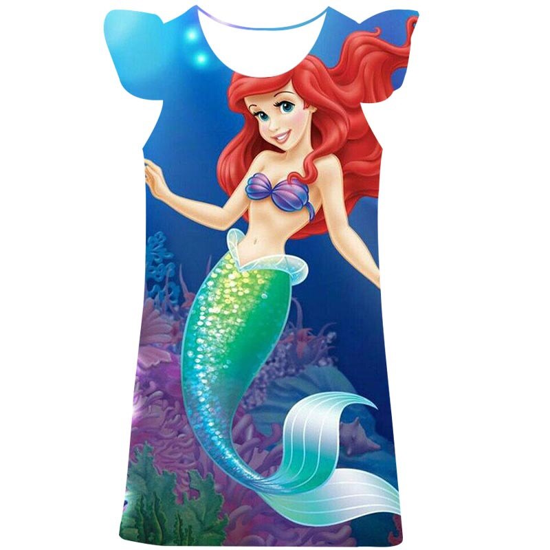 Ariel Princess Dress Christmas Halloween Party Costumes Children Birthday Vestidos Robe Kids Mermaid Clothes Dress Costume 1-10Y alx