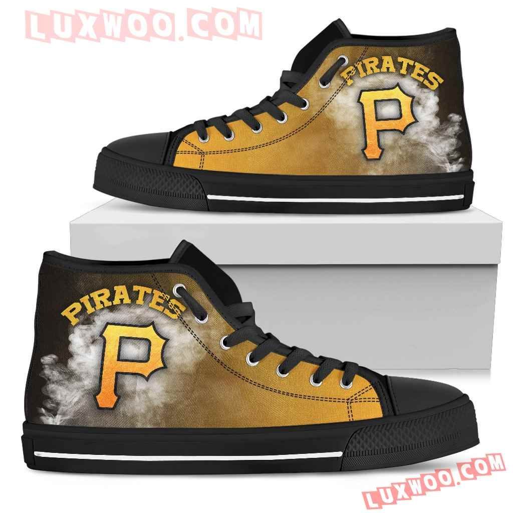 White Smoke Vintage Pittsburgh Pirates High Top Shoes Sport Sneakers