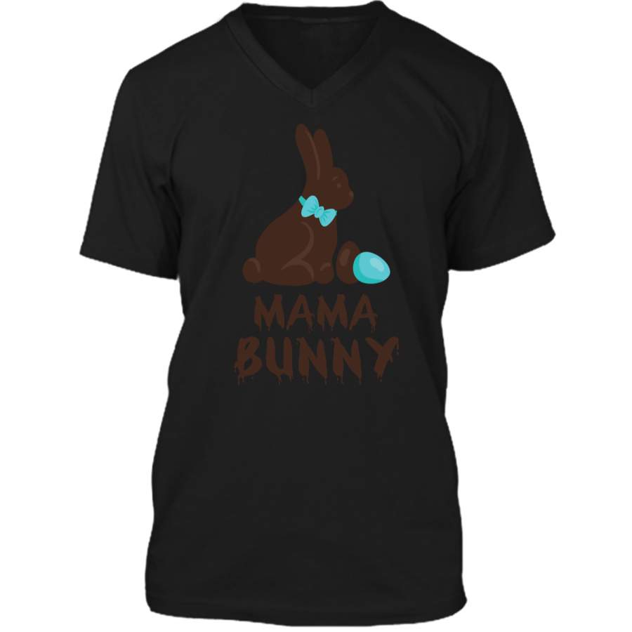 Chocolate Easter Mama Funny Bunny Family Couples T Shirt Mens Printed V-Neck T