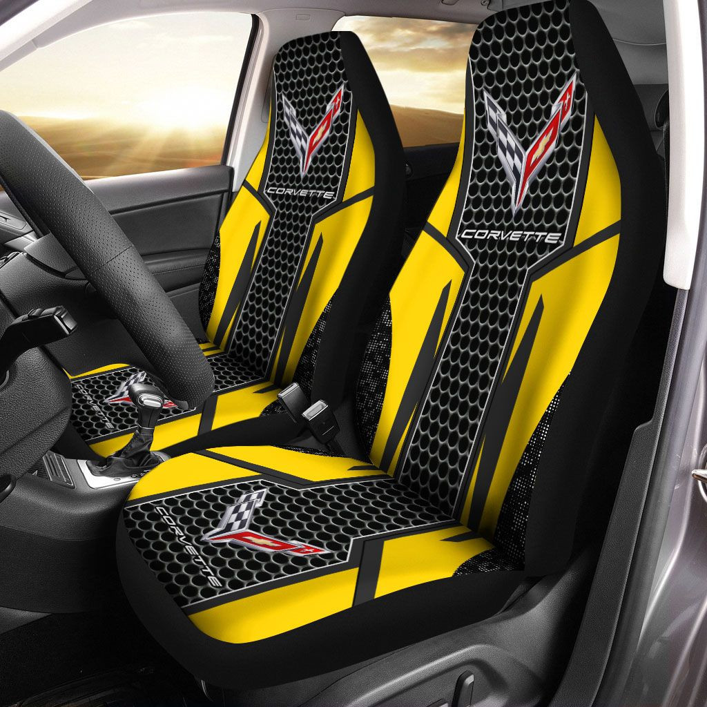 Chevrolet Corvette Car Seat Cover (Set Of 2) Ver 9 (Yellow)