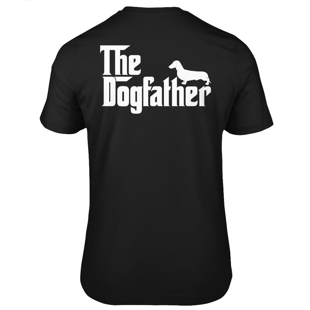 Mens The Dogfather Dachshund Funny Father Dog Lover Gift Father’S Day Gift T Shirts Print On Back