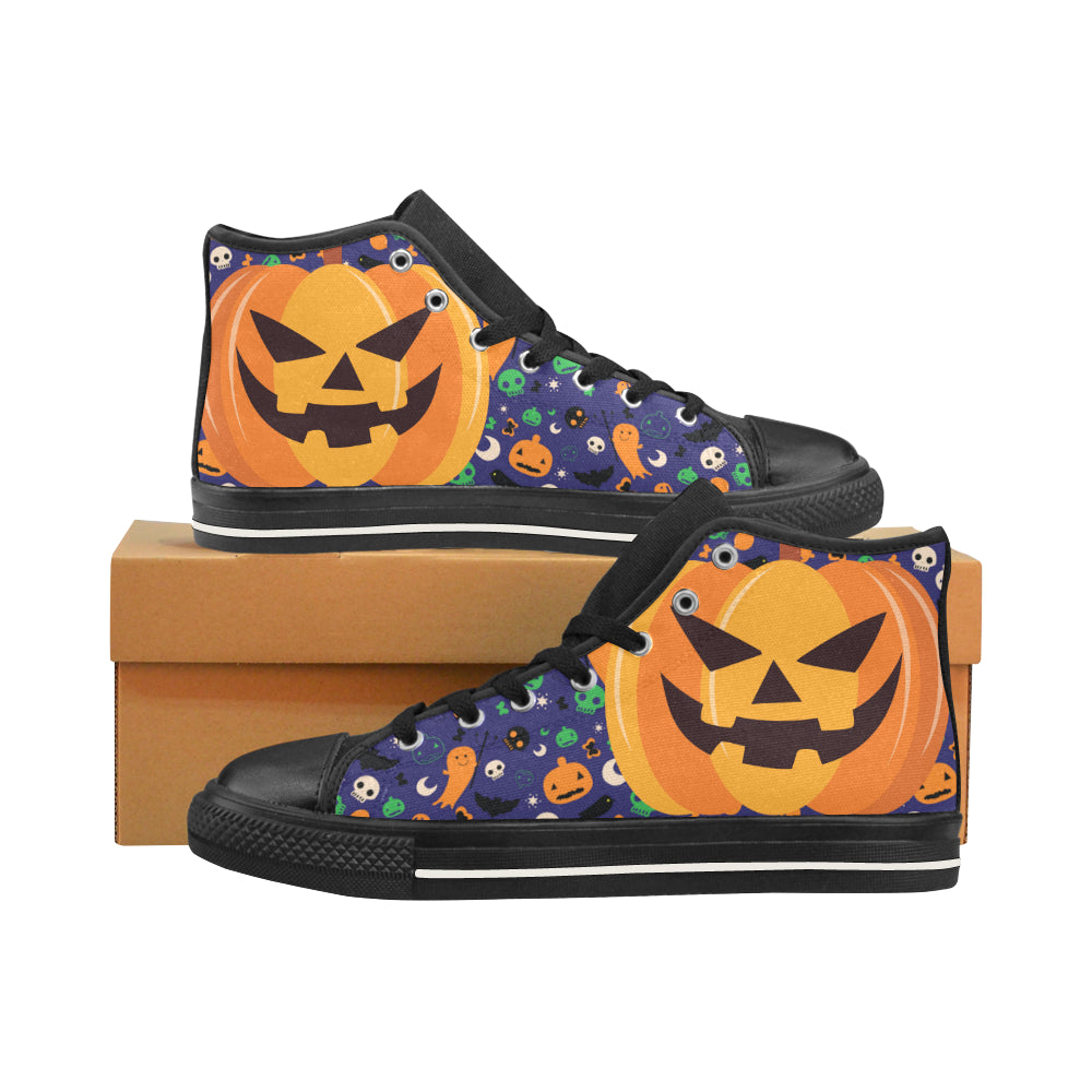 Pumpkin Halloween Black Men’s Classic High Top Canvas Shoes /Large Size