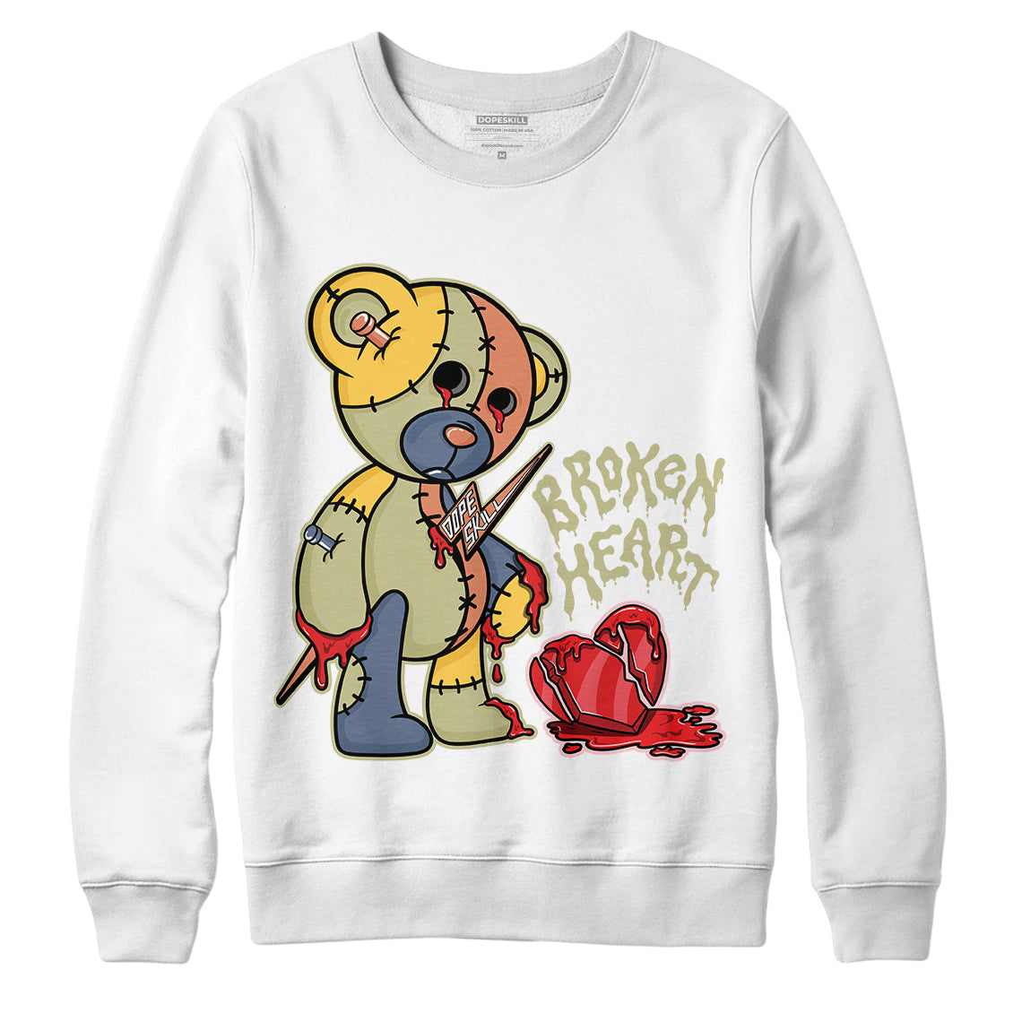 Broken Heart Crewneck Sweatshirt Match Yz Boost 350 V2 Mx Oat