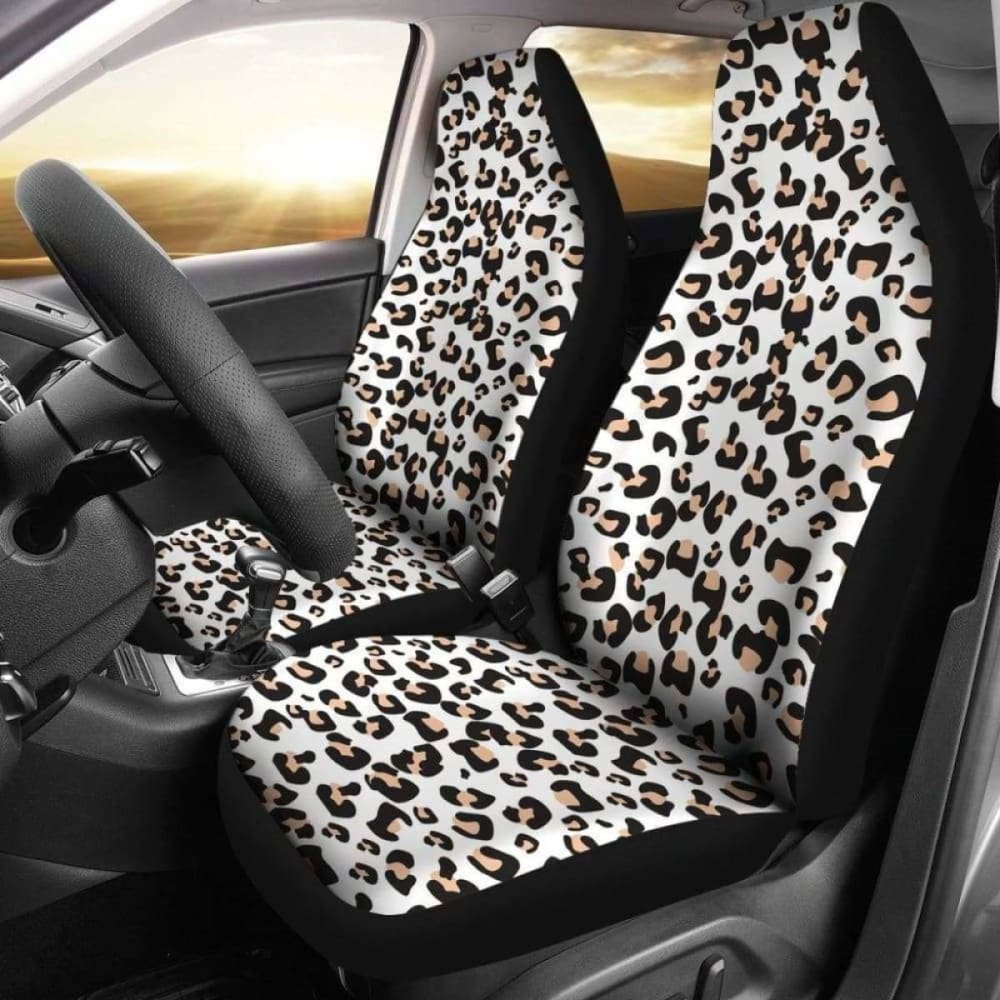 White Leopard Print Car Seat Covers 092813