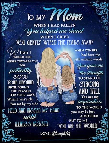 To My Mom When I Had Fallen You Helped Fleece Blanket Gift For Mom From Daughter Home Decor Bedding Couch Sofa Soft And Comfy Cozy