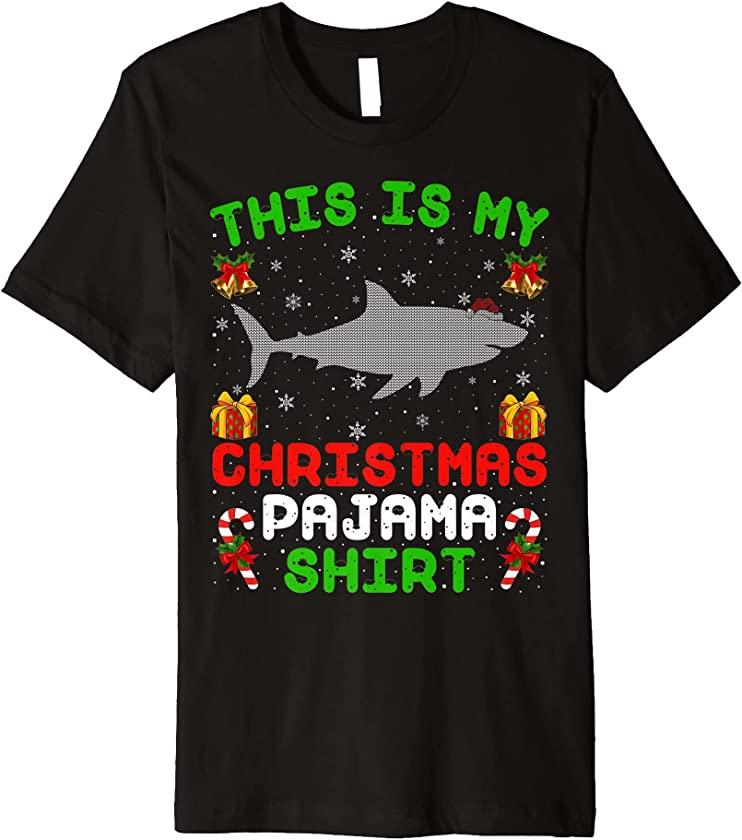 This Is My Christmas Pajama Ugly Great White Shark Christmas Premium T-Shirt