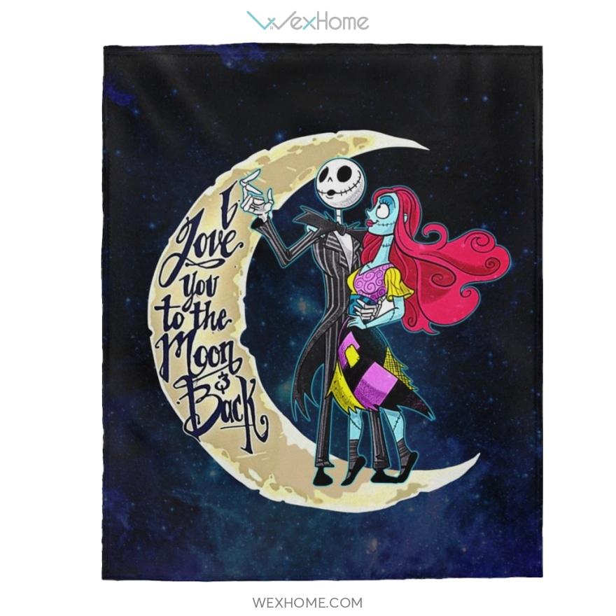 Jack And Sally Blanket – Nightmare Before Christmas I Love You To The Moon And Back Velveteen Plush Blanket W2011