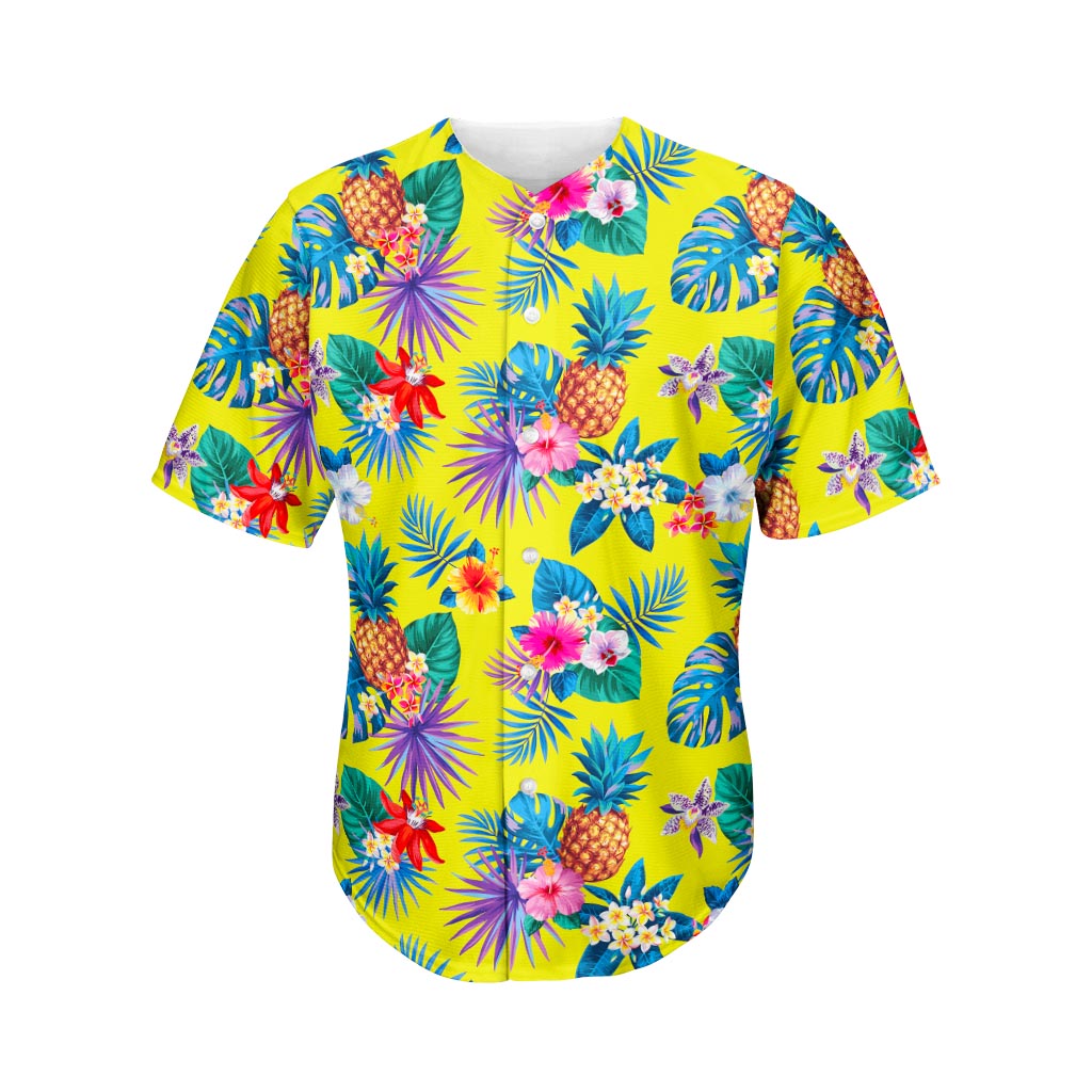 Lime Hawaii Pineapple Pattern Print Baseball Jersey Ha50296