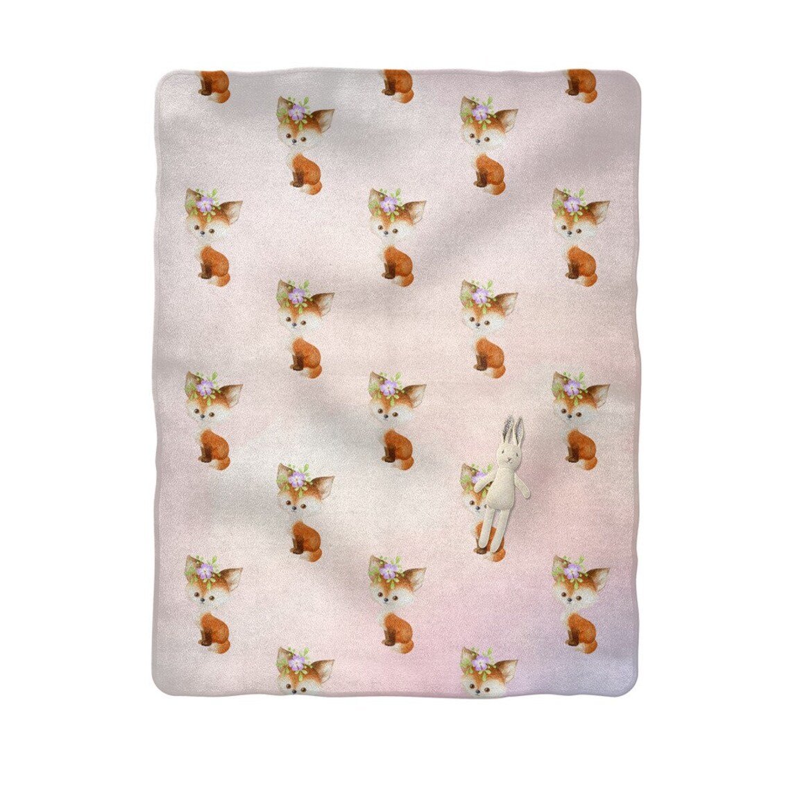 To My Baby Little Fox Blanket Watercolor Pattern Baby Blanket Gift Unisex Baby Gift For Baby Birthday Gift Baby Shower Gift Home Decor Bedding Couch Sofa Soft And Comfy Cozy