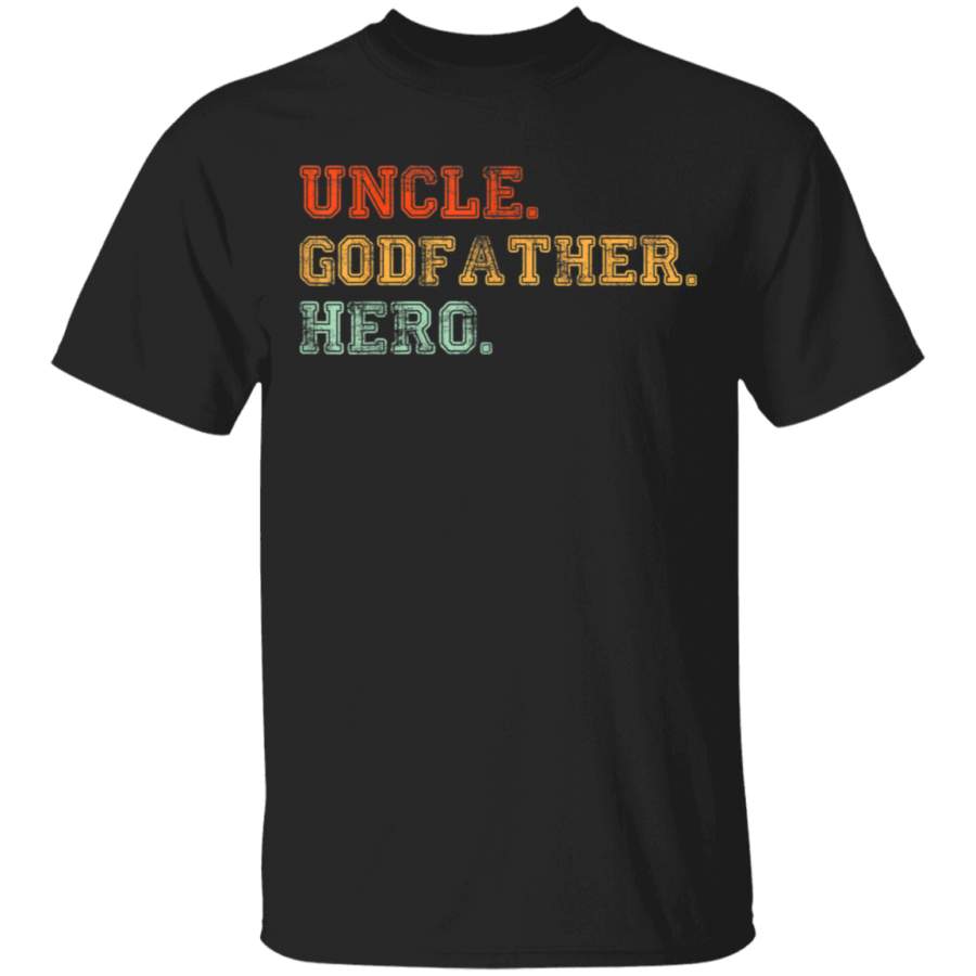 Funny Vintage Retro Distressed Uncle Godfather Hero Family Shirt G500 Gildan 5.3 oz. T-Shirt