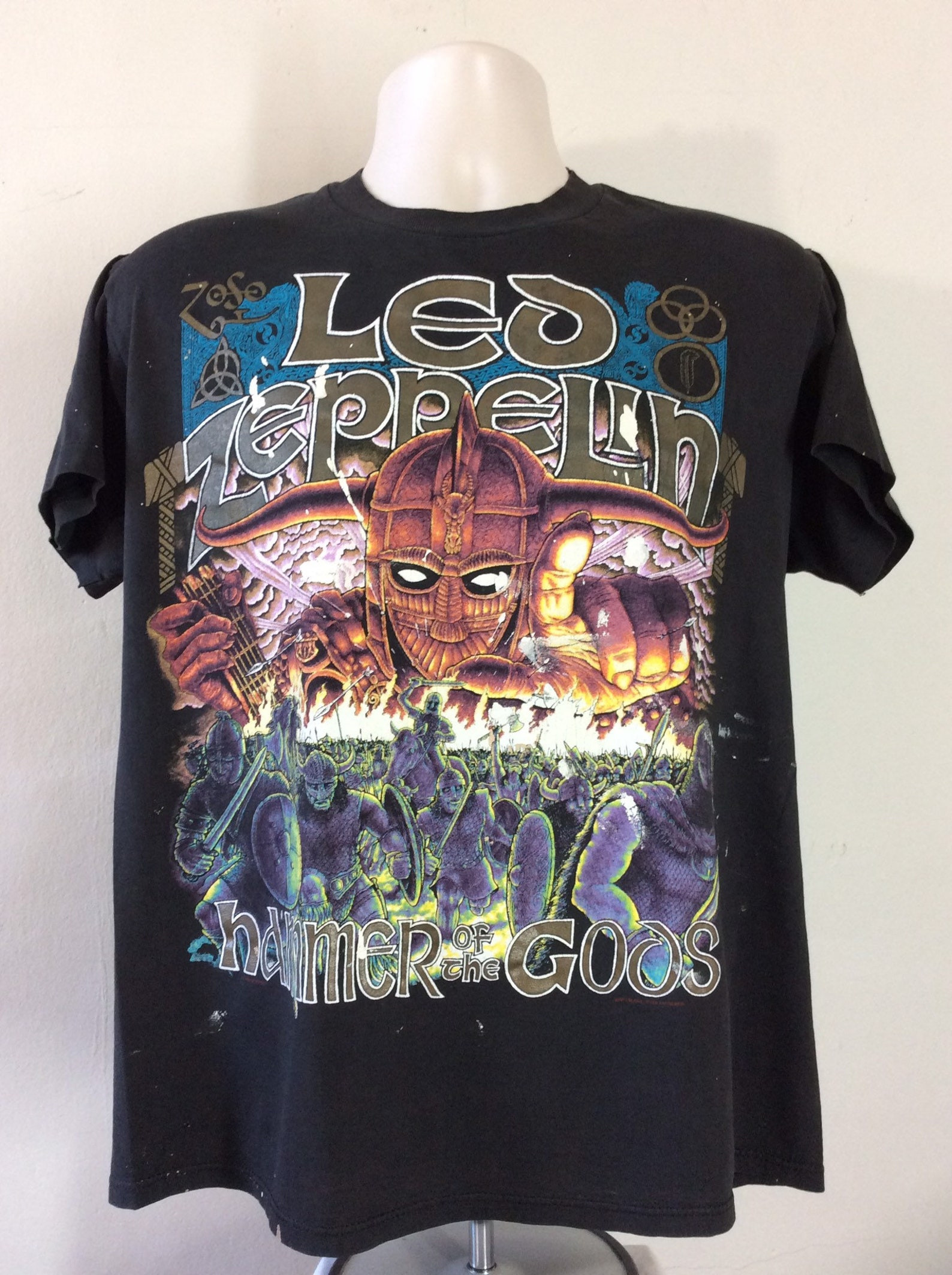 Vtg 1990 Led Zeppelin Hammer Of The Gods T Shirt Black L 90S Classic Rock Band