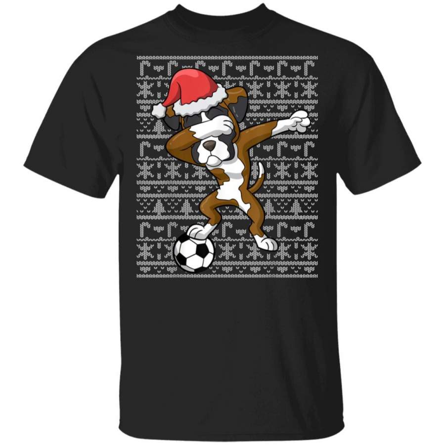 Soccer Ugly Christmas Dabbing Boxer Dog Santa Dab Gift unisex T-shirt full size