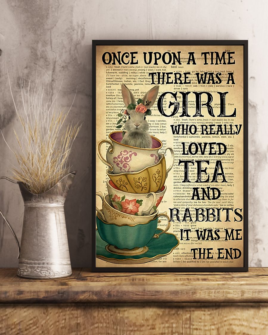 Rabbit Girl Loved Tea Vertical Canvas And Poster | Wall Decor Visual Art