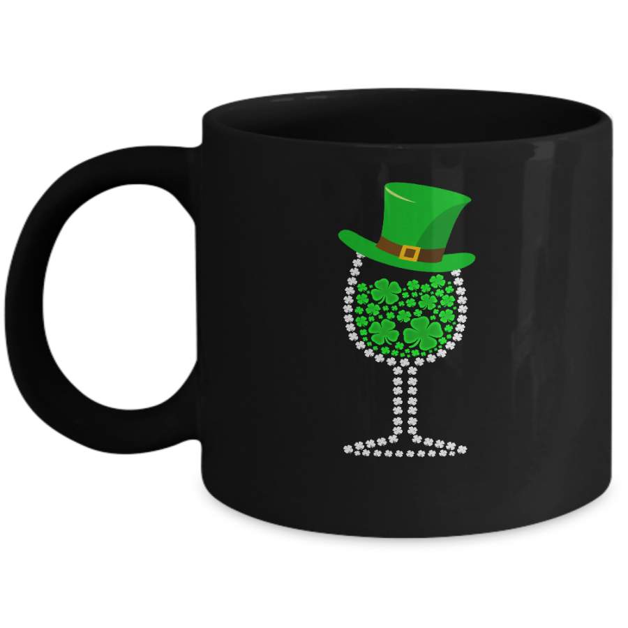Shamrock Wine Glass Top Hat St Patrick’s Day Gift Mug