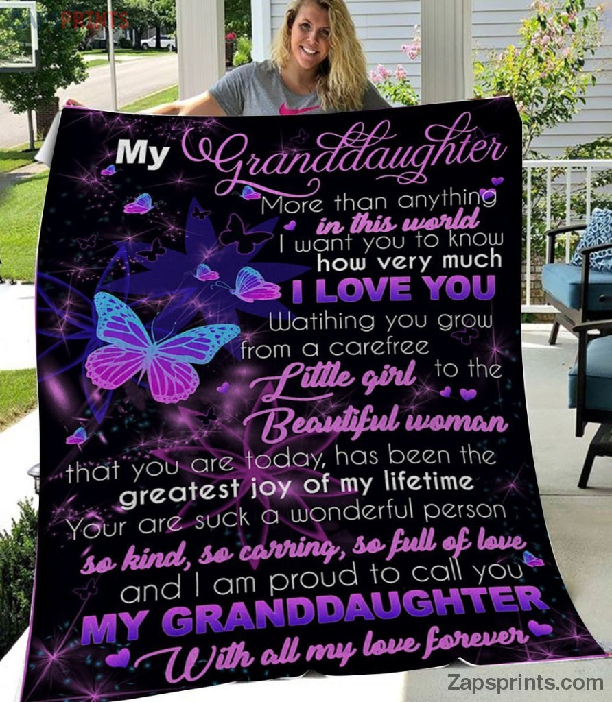 Gift For Granddaughter – To My Granddaughter – Butterfly – With All My Love – Blanket