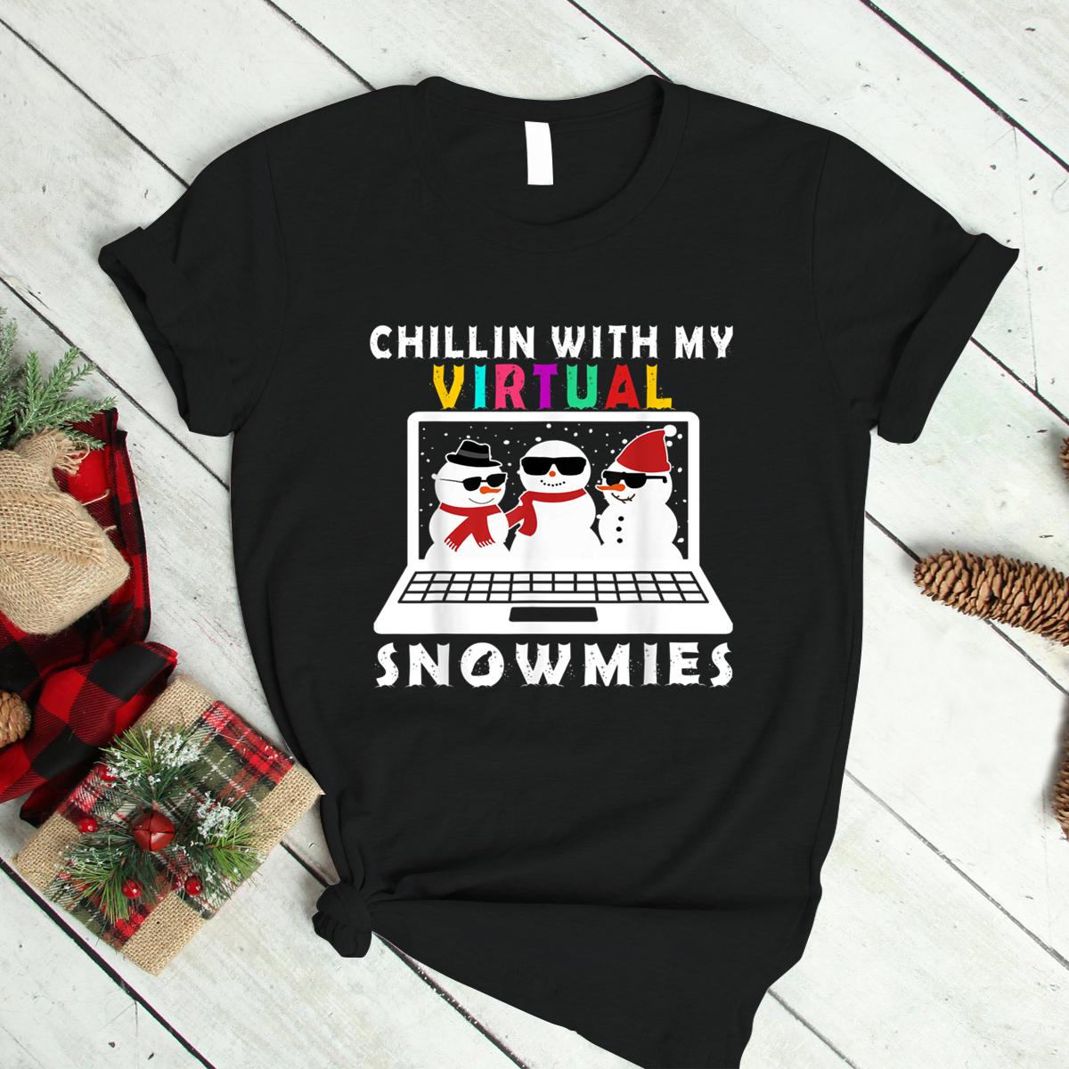 Chillin With My Virtual Snowmies Online Teaching Pajama Xmas T Shirt