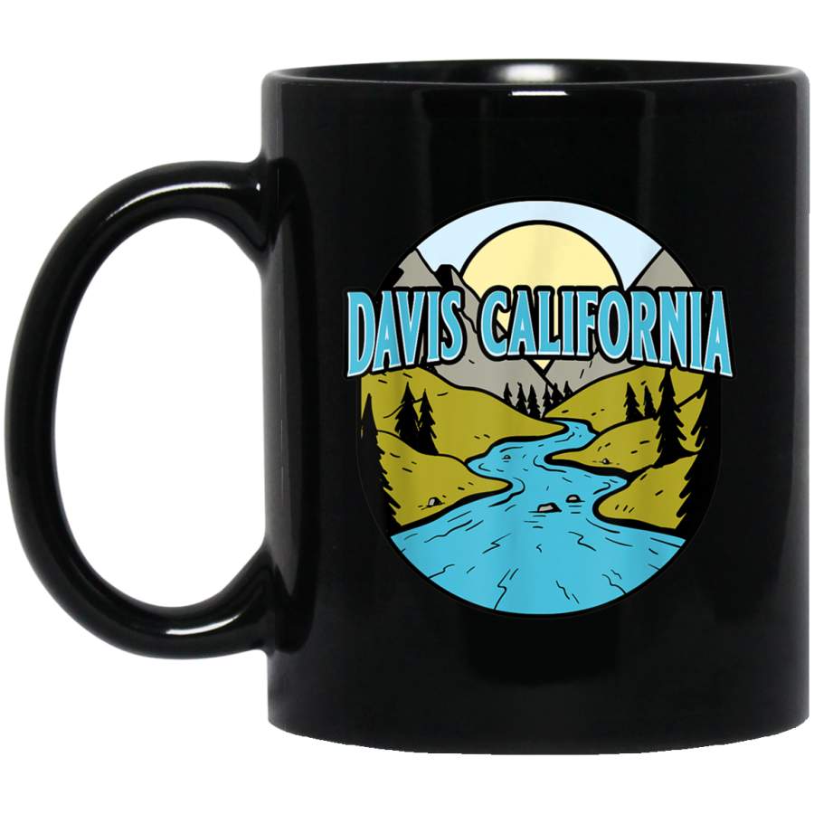 Vintage Davis, California River Valley Souvenir Black Mug