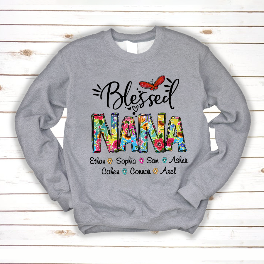 Blessed Nana Grandklids Flower Colorful Sweatshirt