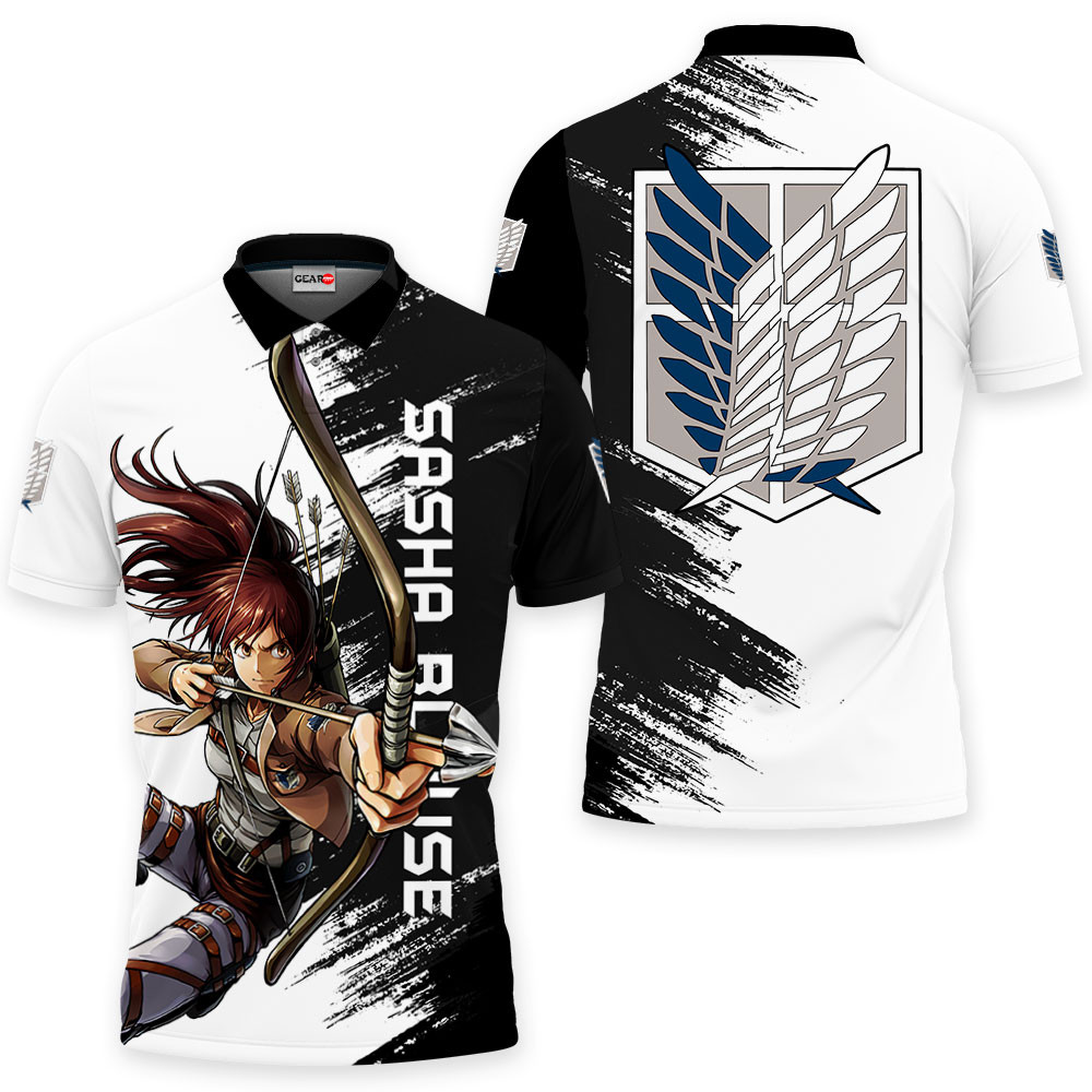 Sasha Blouse Polo Shirts Attack On Titan Custom Anime Merch Clothes