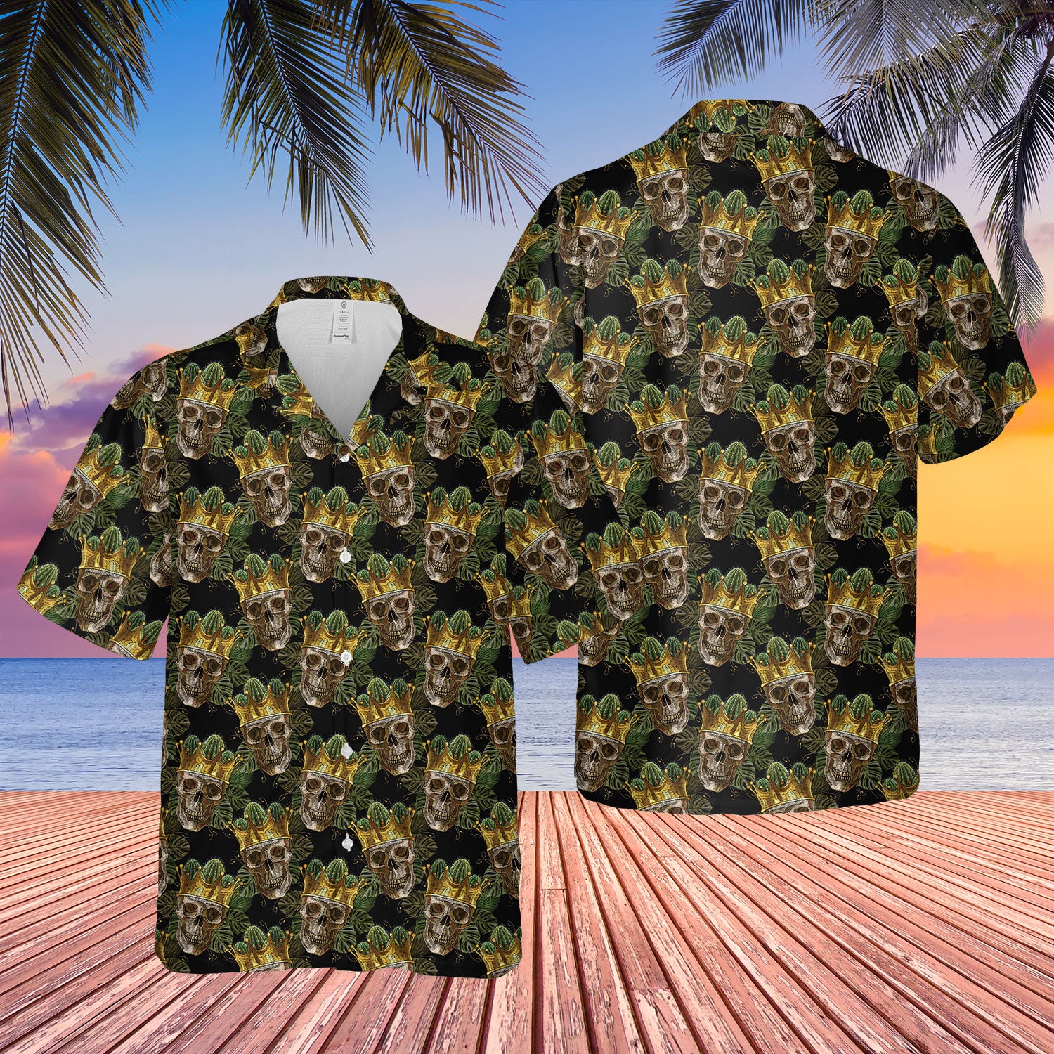 Skull Tropical Leaves Hawaiian Shirt Ttm Ha35988