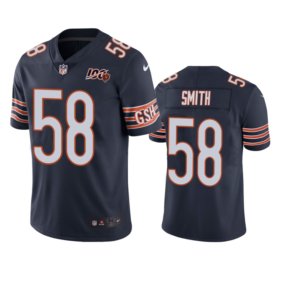 Chicago Bears Roquan Smith Navy 100th Season Vapor Limited Jersey