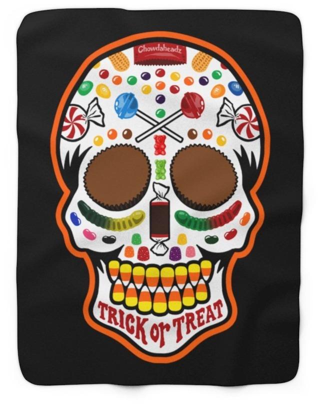 Halloween Candy Dead Head Sherpa Fleece Blanket