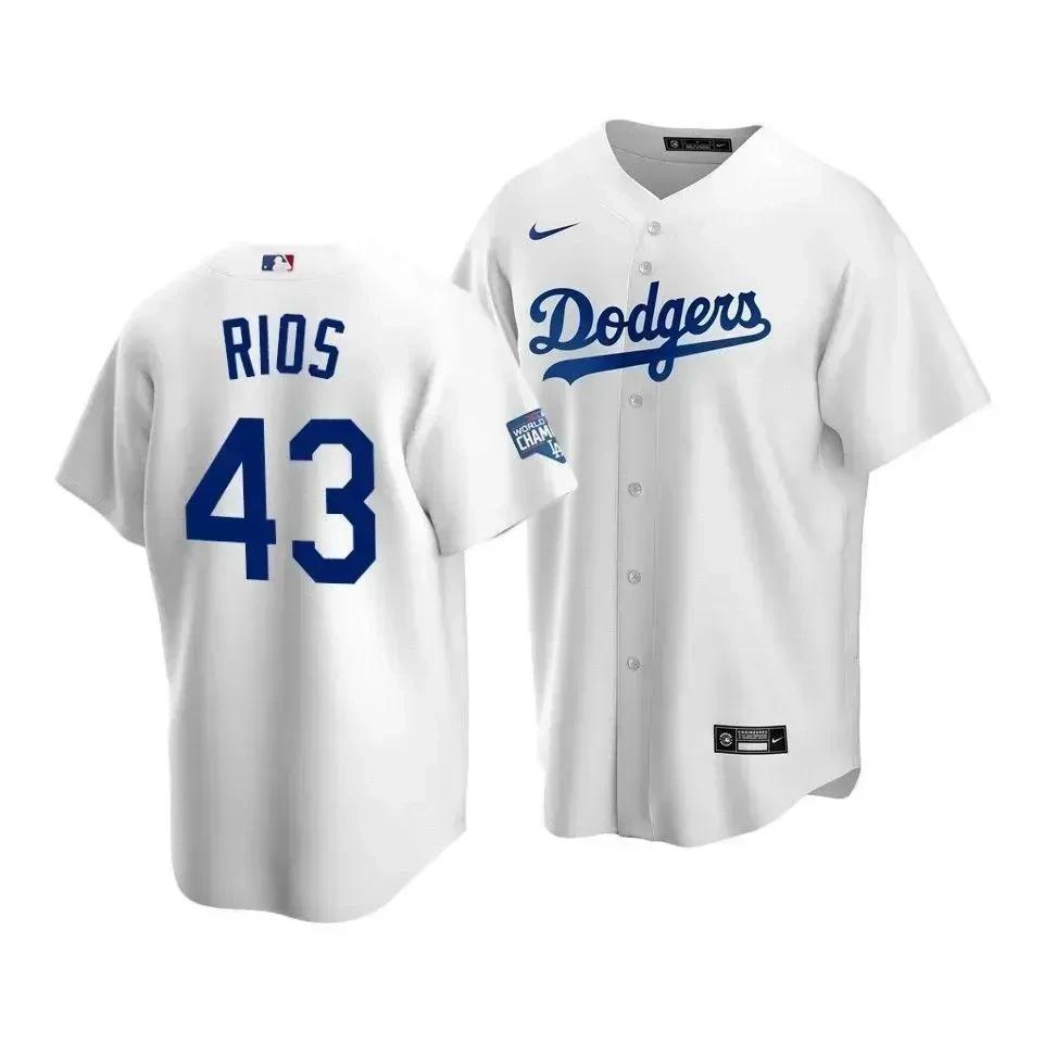 Youth Los Angeles Dodgers Edwin Rios 43 2020 World Series Champions Home Jersey White