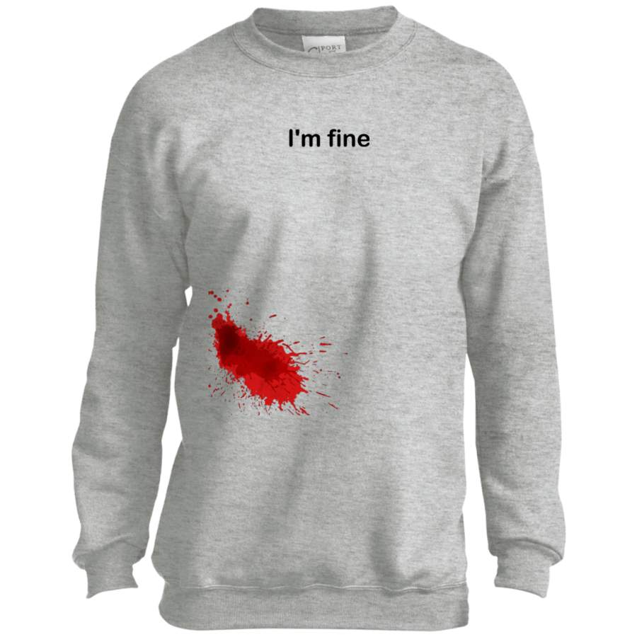 I’m Fine Graphic Zombie Slash Movie Halloween Injury Novelty Youth LS shirt/Sweatshirt/Hoodie