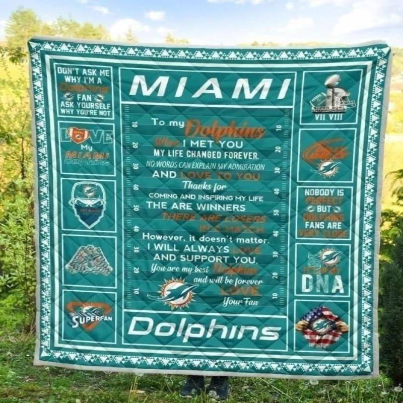 To My Miami Dolphins Quilt Blanket Football Fan Gift Idea MN09