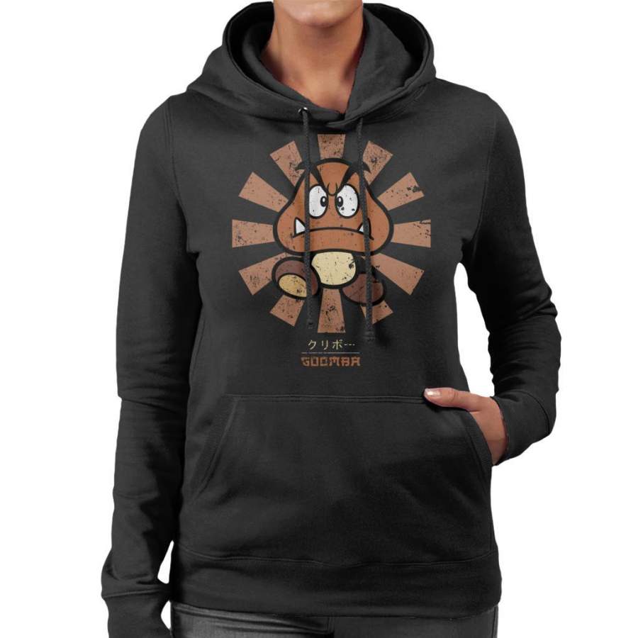Goomba Retro Japanese Super Mario Women’s Hooded Sweatshirt