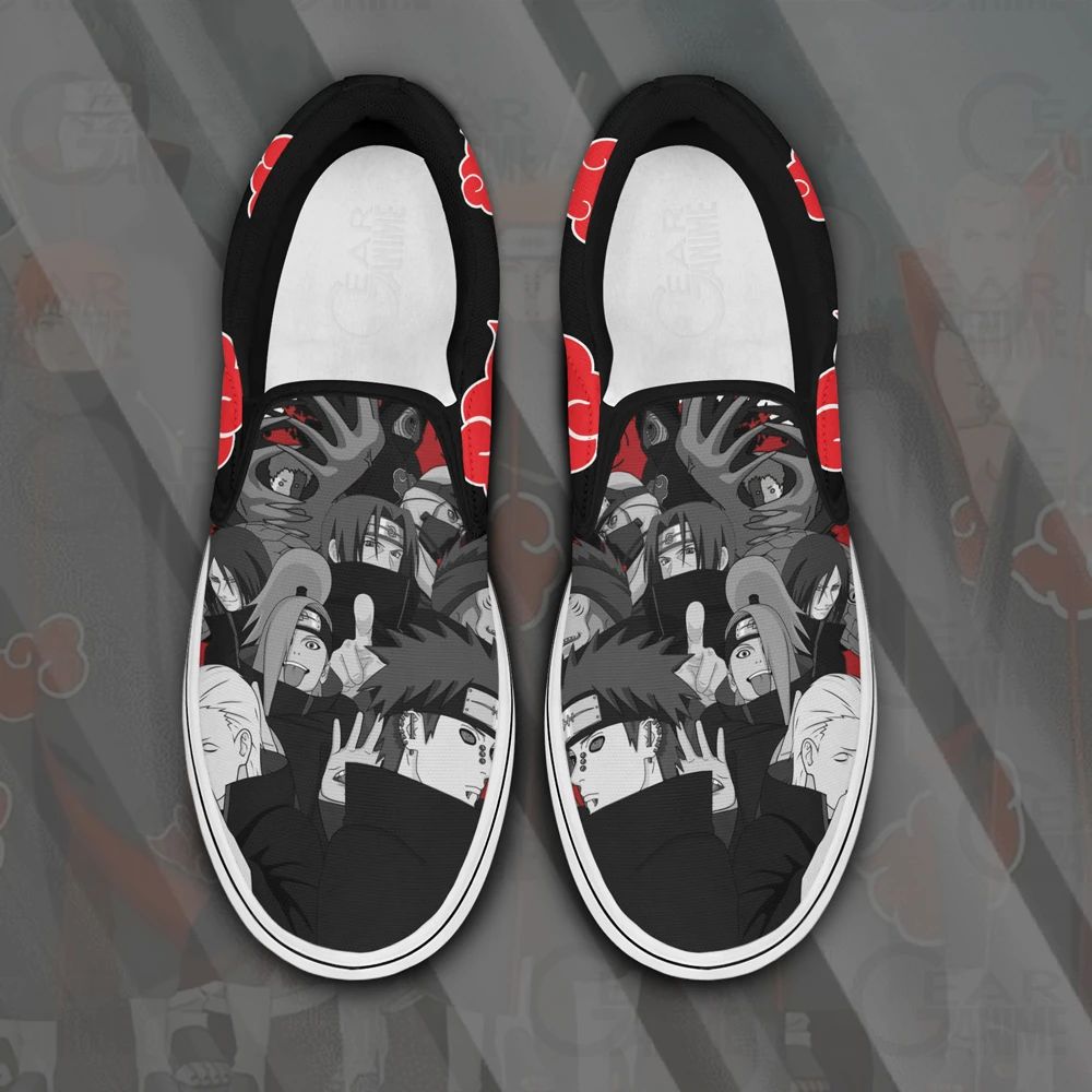 Akatsuki Team Slip On Sneakers Naruto Custom Anime Shoes Pn12 Unisex Men Women