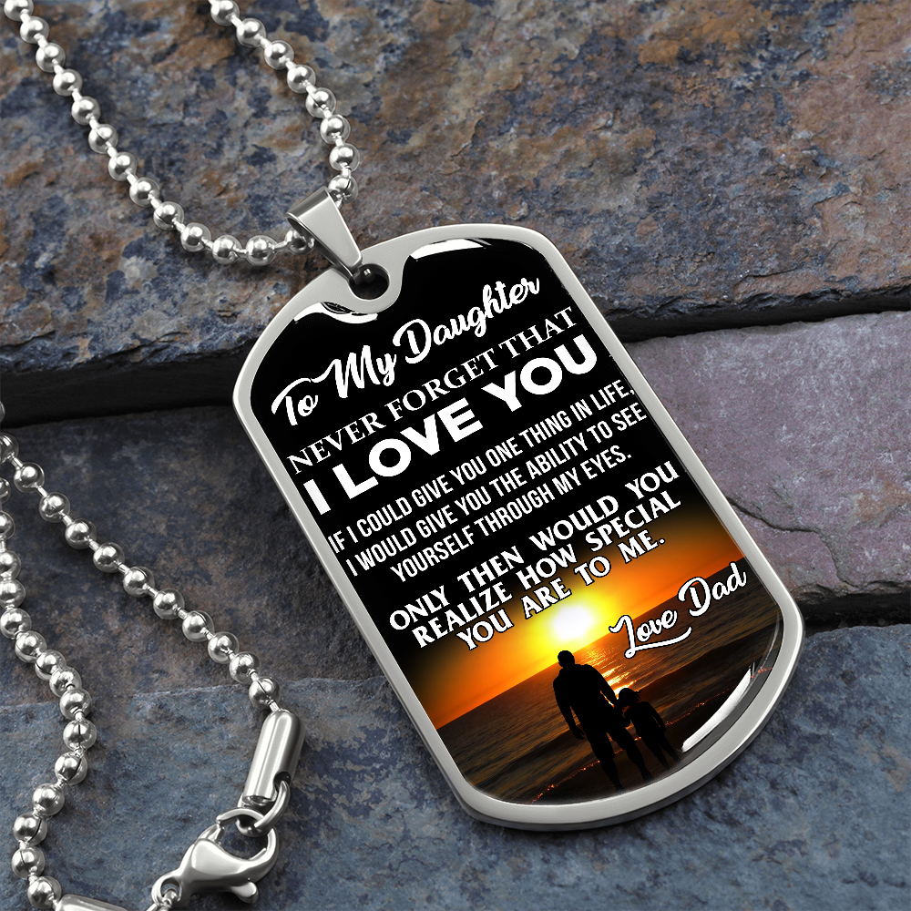 Never Forget That – I Love You – Love Dad – Sunset Dog Tag, Daughter Jewelry From Dad, Christmas Gift For Daughter, Gift For Daughter From Dad, Daughter Gift From Dad, Daughters Birthday, Grown Up Daughter, Daughter Father Necklace