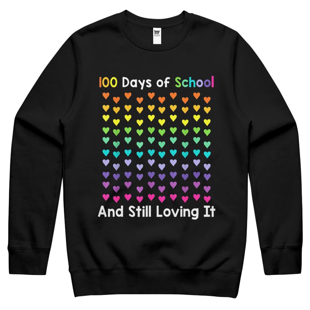 Cute 100 Days Of School And Still Loving It Hearts 100Th Day Crewneck Sweatshirt