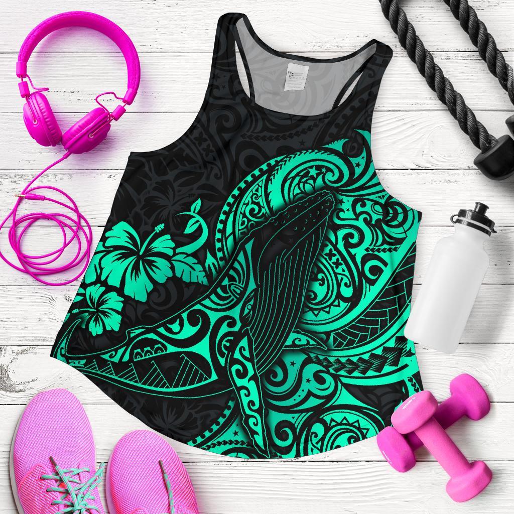 Polynesian Hawaii Women’S Racerback Tank – Polynesian Turquoise Humpback Whale