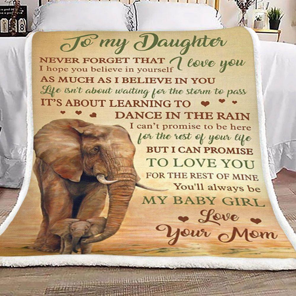 Mom Elephant To Daughter Fleece Blanket All Over Prints