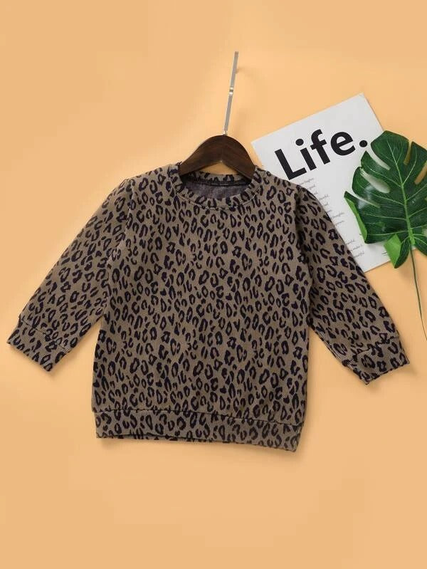 Toddler Girls Leopard Crew Neck Sweatshirt