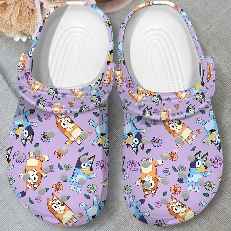Personalized Bluey And Bingo Clog Shoes, Clogs Shoes For Men Women and Kid, Funny Clogs Crocs, Crocband, Mothers day Gift, funny Gift