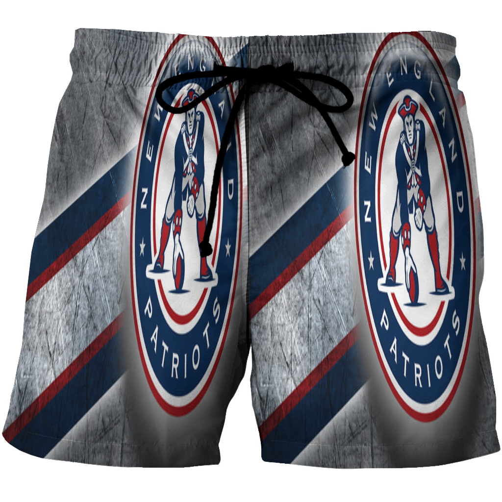 New England Patriots Logo Pat Gray 3D All Over Print Summer Beach Hawaiian Short