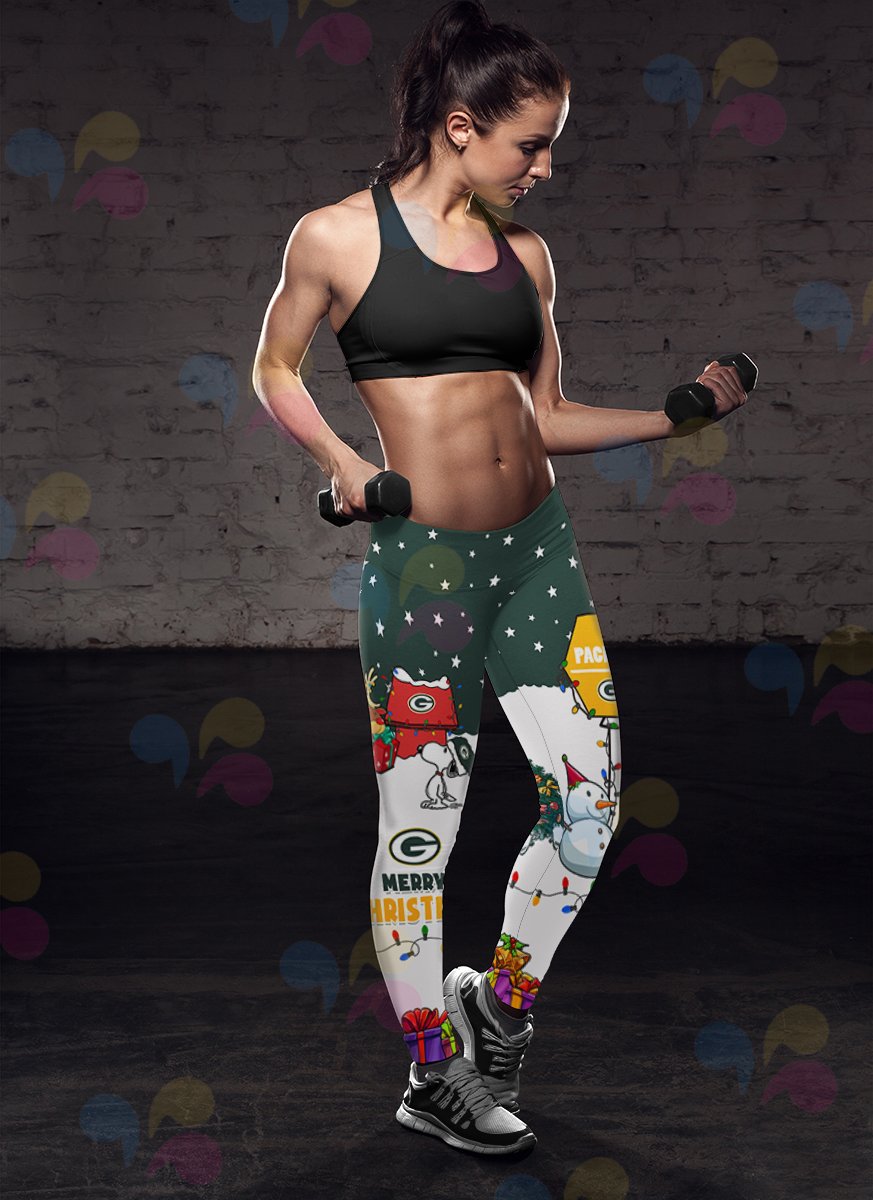 Funny Merry Christmas Green Bay Packers Leggings