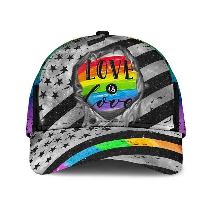 Baseball 3D Printing Cap For Lesbian Gay, Classic Usa Flag Love Is Love Lgbt Printing Baseball Cap Hat