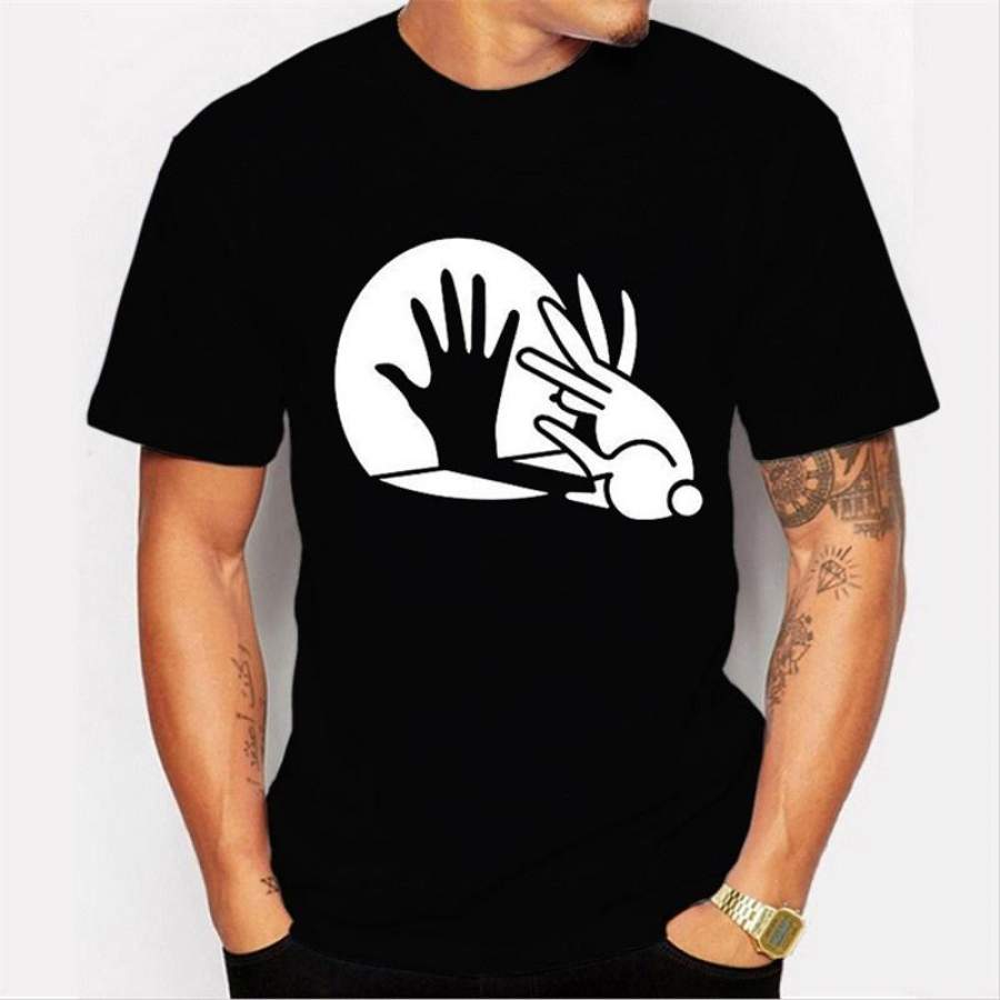 Newest 2017 men’s fashion short sleeve white rabbit in the mirror printed t-shirt Harajuku funny tee shirts Hipster O-neck cool tops