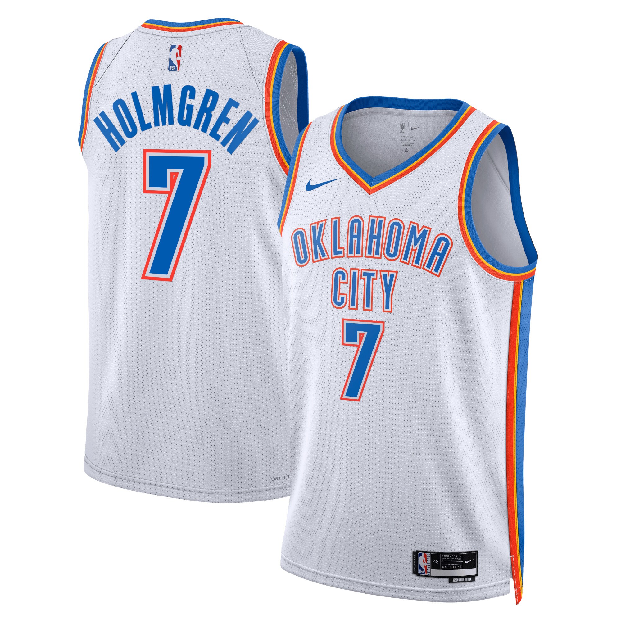 Oklahoma City Thunder Association Edition Swingman Jersey – White – Chet Holmgren – Unisex