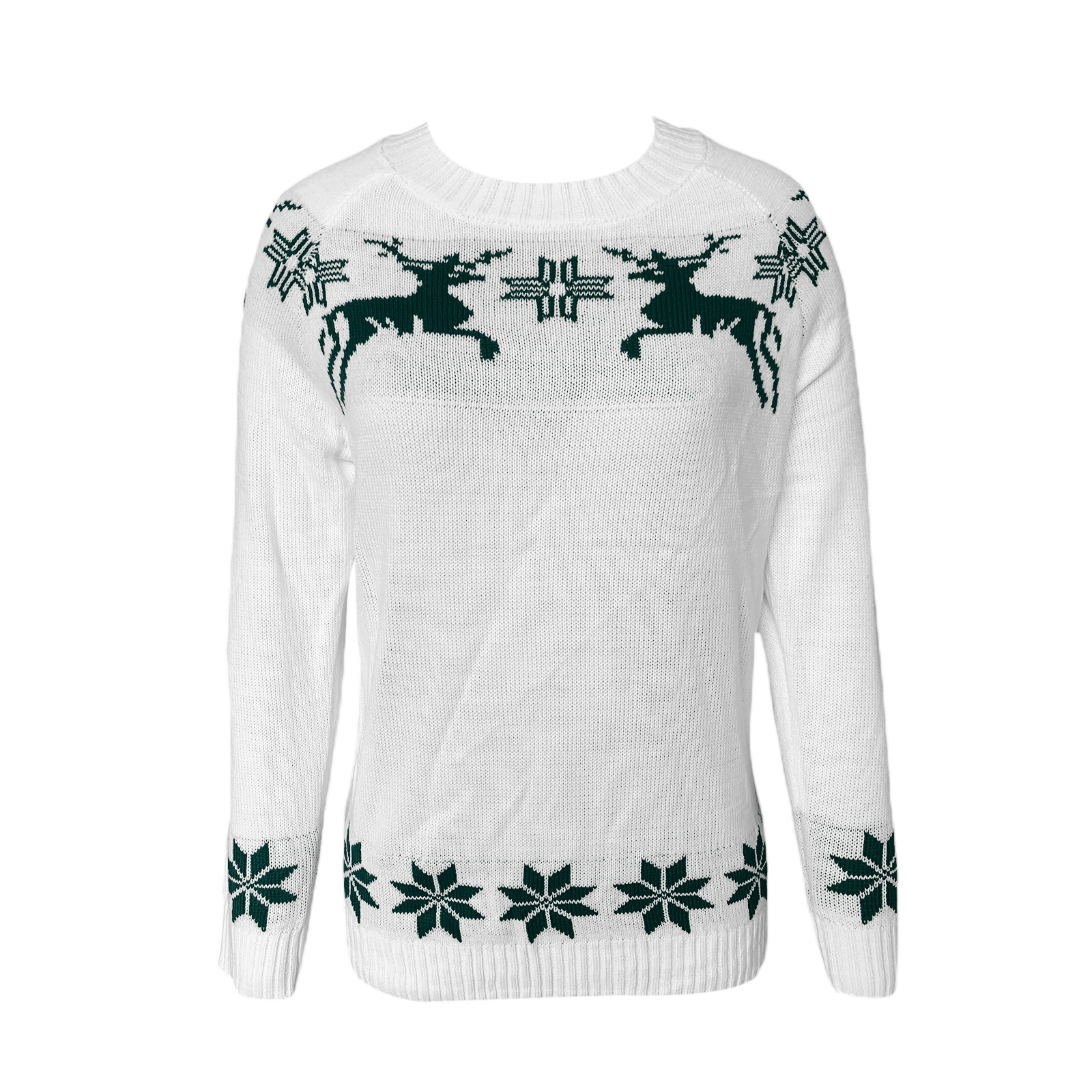 Y2k Women’s Christmas Round Neck Sweaters Long Sleeve Elk Snowflake Print Loose Knit Tops Women’s Pullovers Streetwear alx