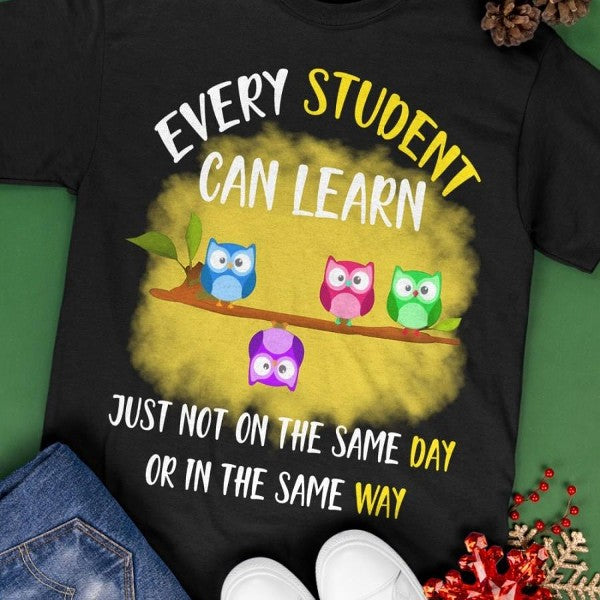 Cute Owl Every Student Can Learn Just Not On The Same Day Or In The Same Way Gift Ideas Standard/Premium T-Shirt