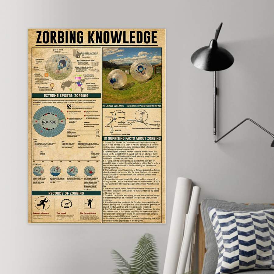 Zorbing Knowledge Custom Design Gift For Zorbing Players  Poster