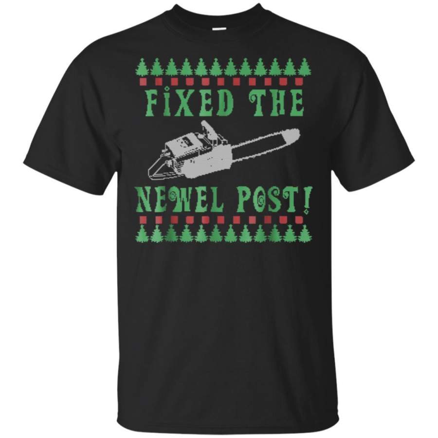 Ugly Christmas sweater tshirt design fixed the newel post