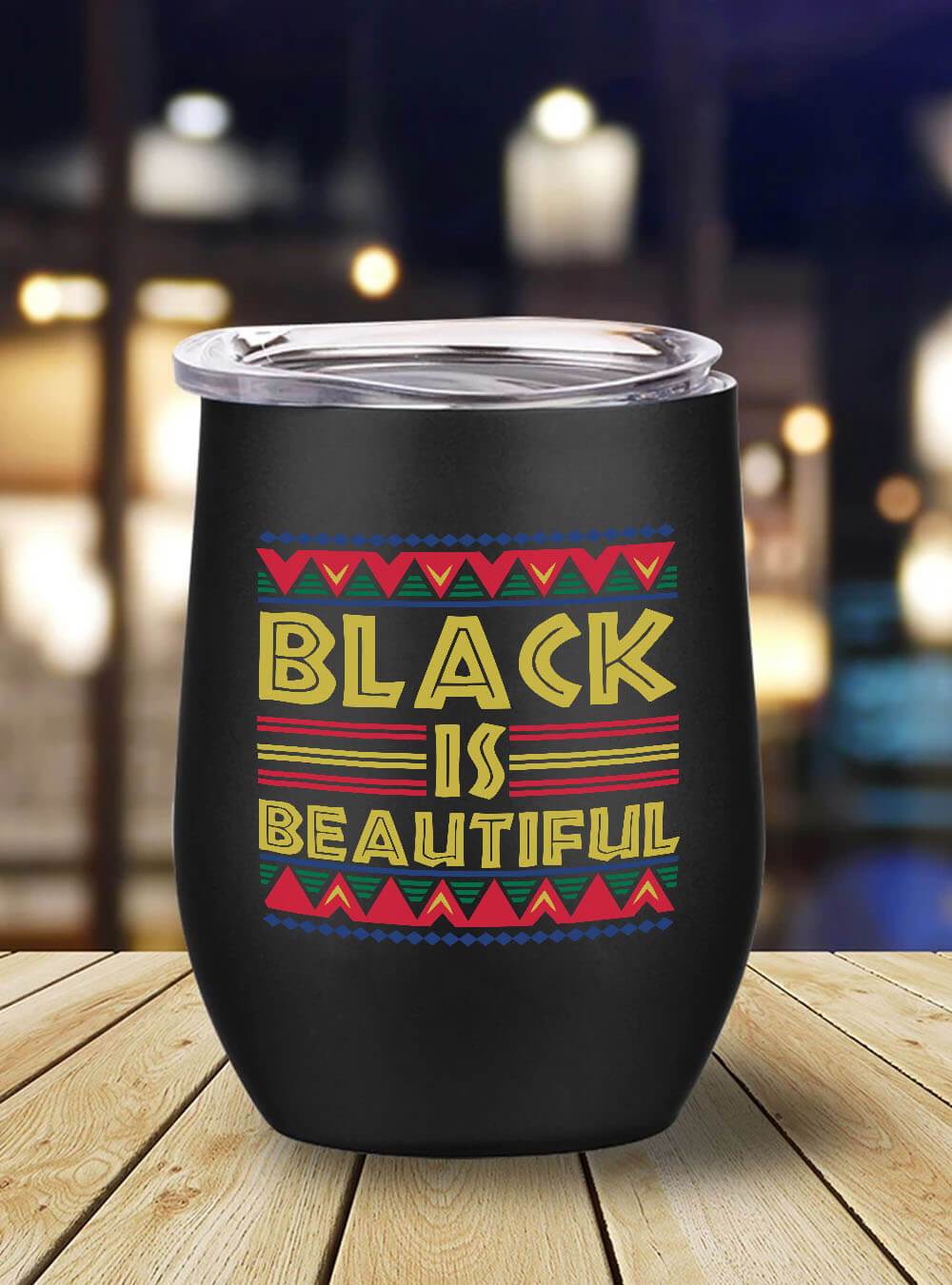 African American Tumbler Black Is Beautiful African Art Stainless Steel Wine Tumbler Mug Afrocentric Inspired Gifts BPS1025