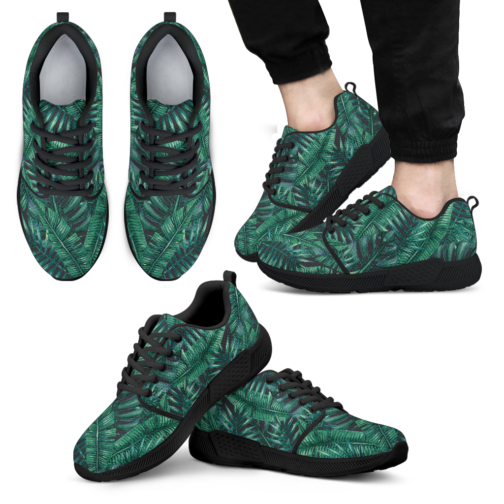 Watercolor Tropical Leaf Pattern Print Men’S Athletic Shoes