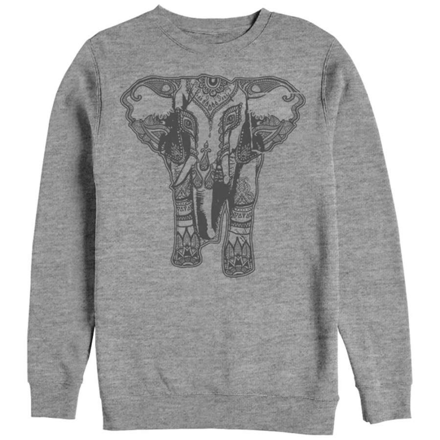 Lost Gods Women’s Elephant Print  Sweatshirt Athletic Heather S