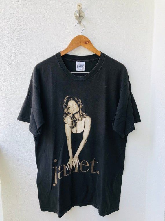 Vintage Original 90s Janet Jackson Janet 1993 Promo Album Tour Virgin Records Pop R B Music T Shirt Black XL